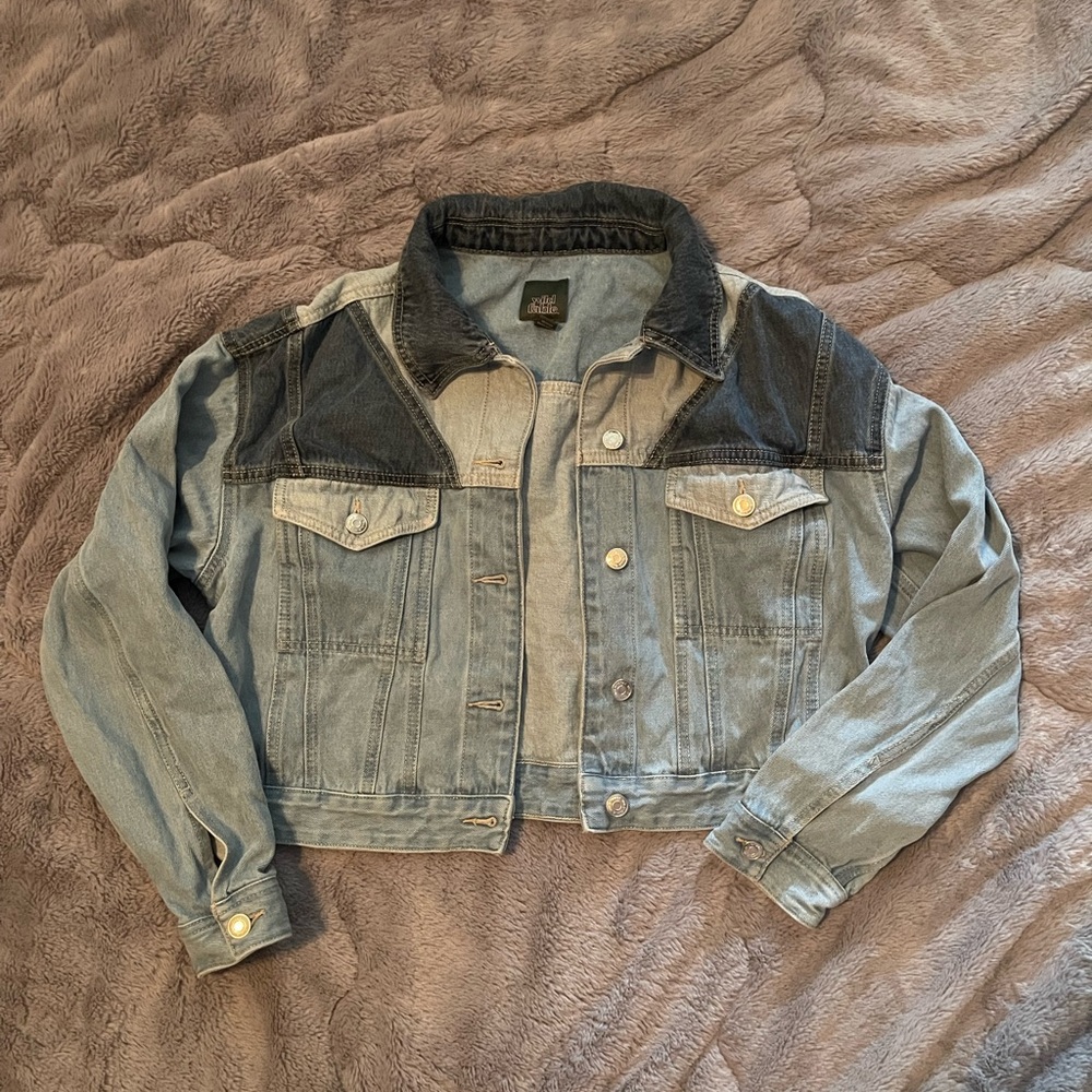 Wild Fable brand cropped multi colored jean jacket size medium